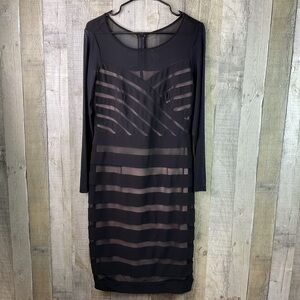 ADRIANNA PAPELL Size 10 Mesh Bandage Lined 3/4 Sleeve Dress